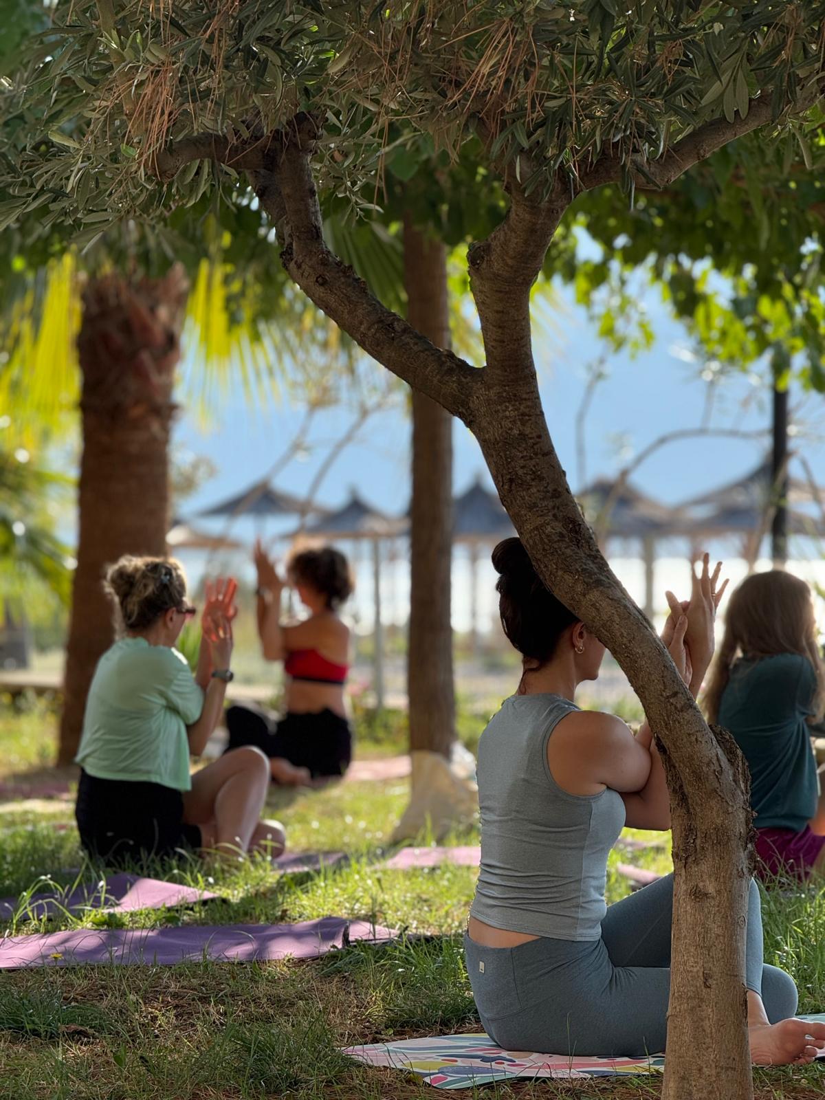 Acupressure and breathwork in the shade